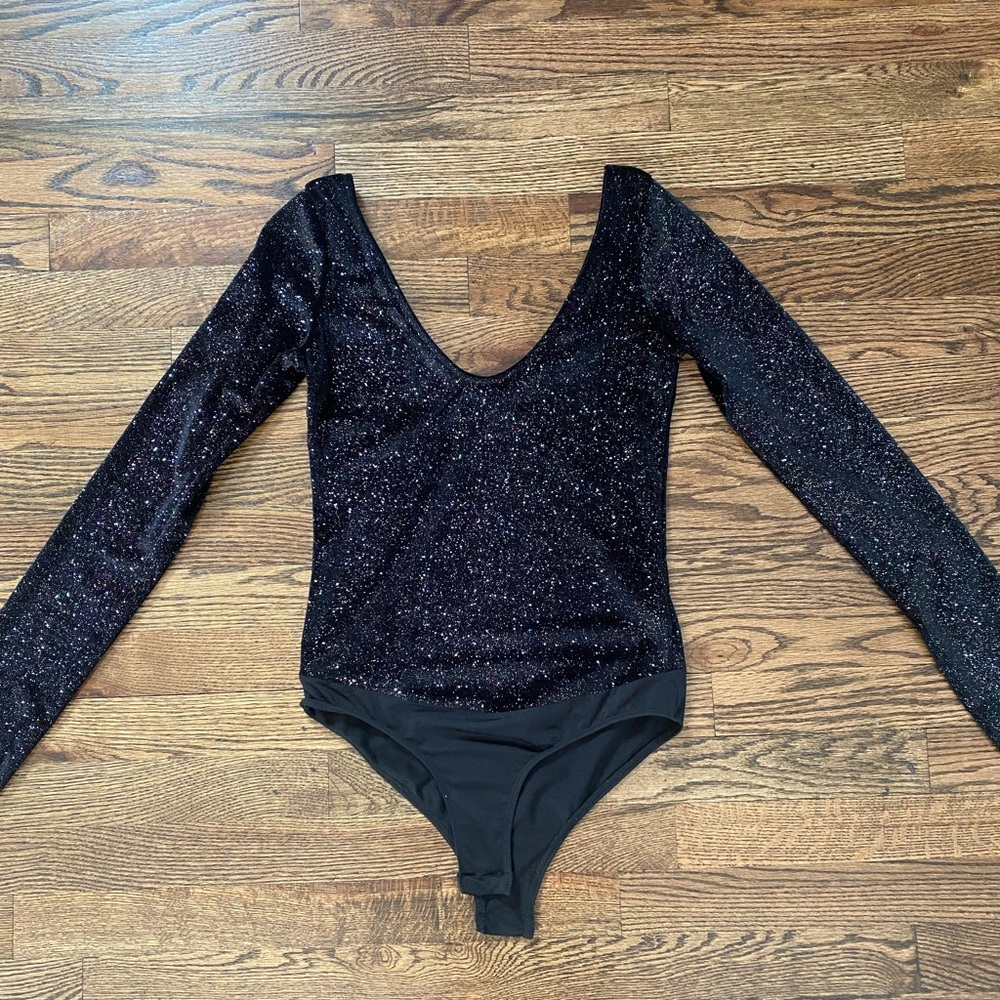 Zara glitter black bodysuit size s